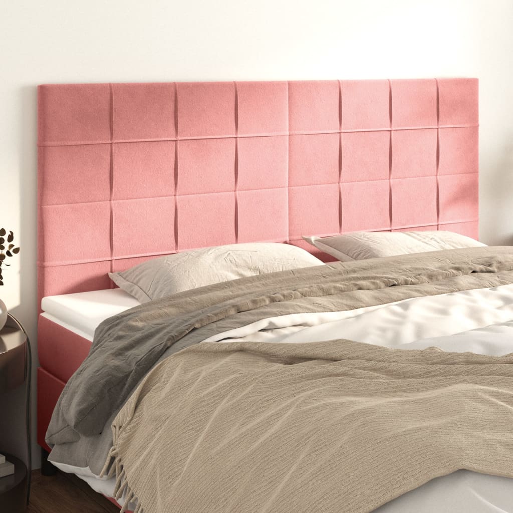 Cabeceira rosa 160x5x118/128 cm veludo