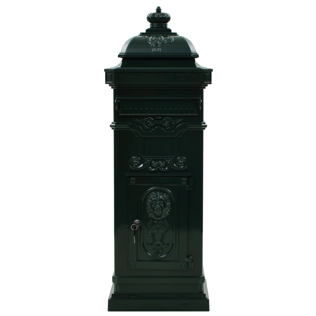 Caixa correio coluna estilo vintage alumínio inoxidável verde
