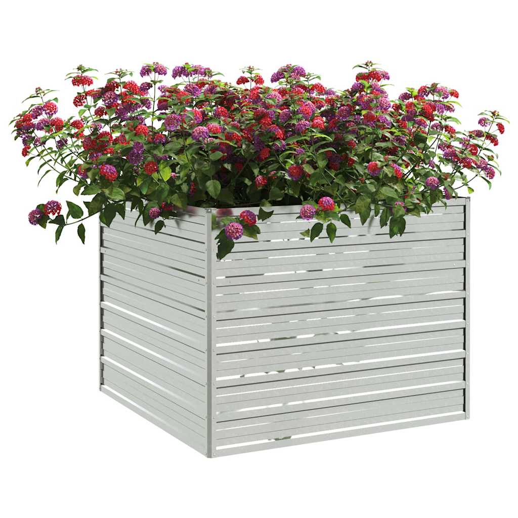 Canteiro elevado jardim 100x100x77 cm aço galvanizado prateado