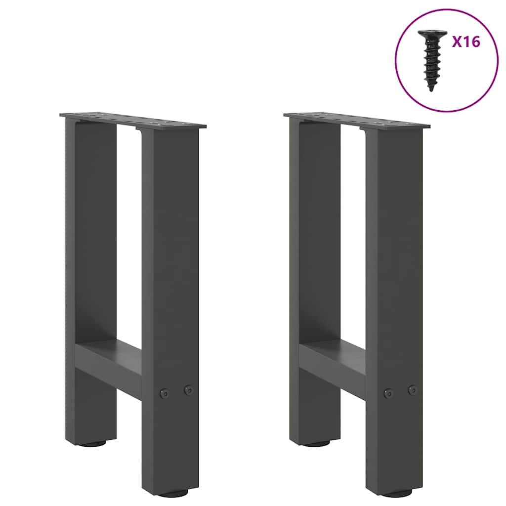Pés para mesa de centro antracite 2 peças 28x(42-43) cm aço