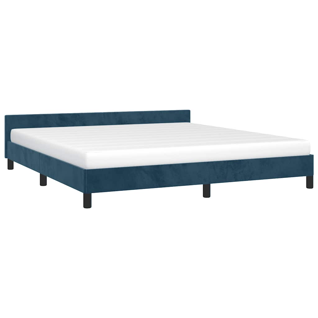 Estrutura de cama sem colchão 180x200 cm veludo azul-escuro