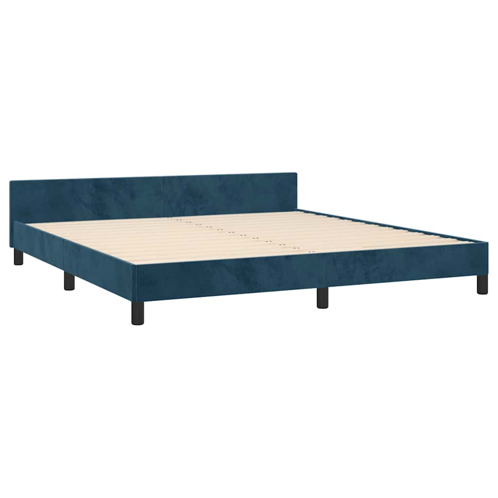 Estrutura de cama sem colchão 180x200 cm veludo azul-escuro