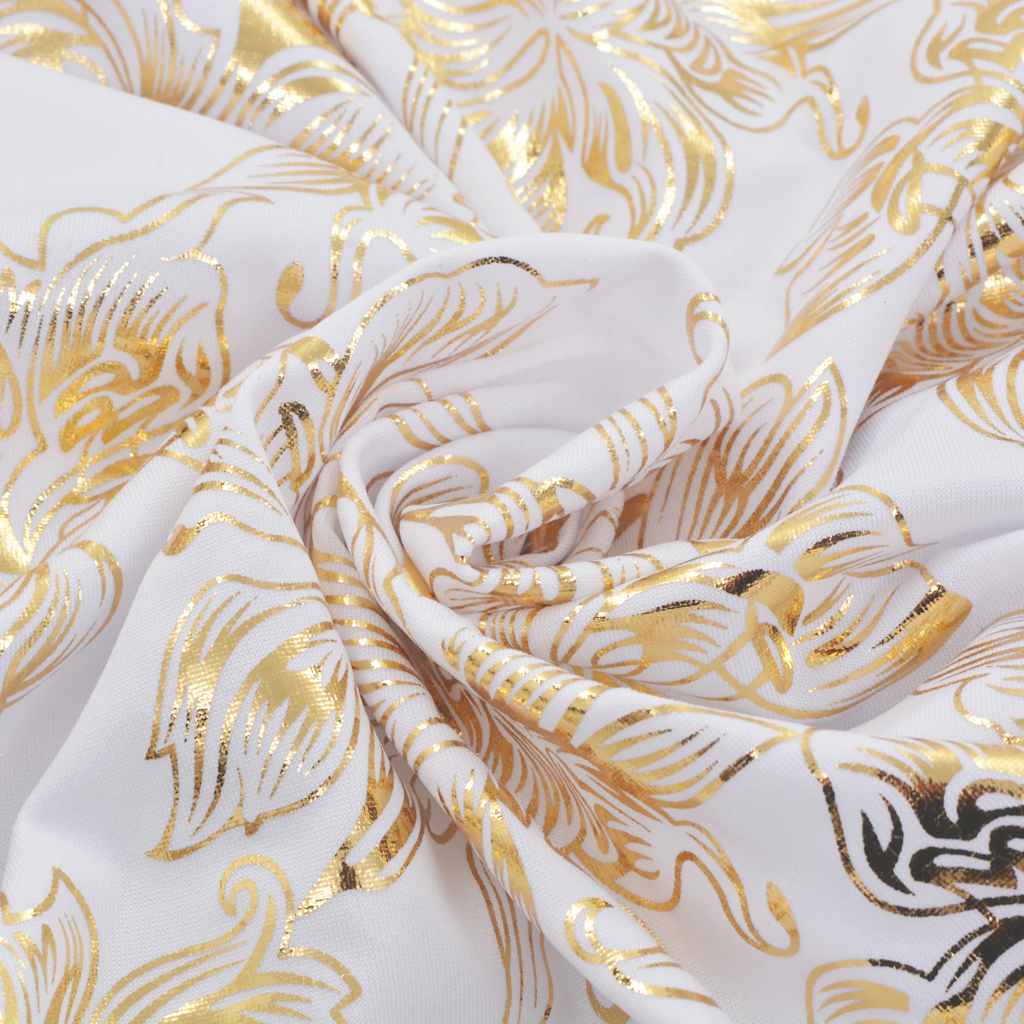 Capas elásticas para cadeiras 6 pcs branco com estampa dourada
