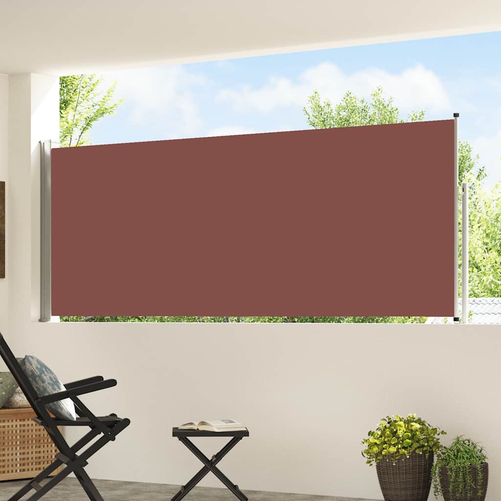 Toldo lateral retrátil para pátio 120x500 cm castanho