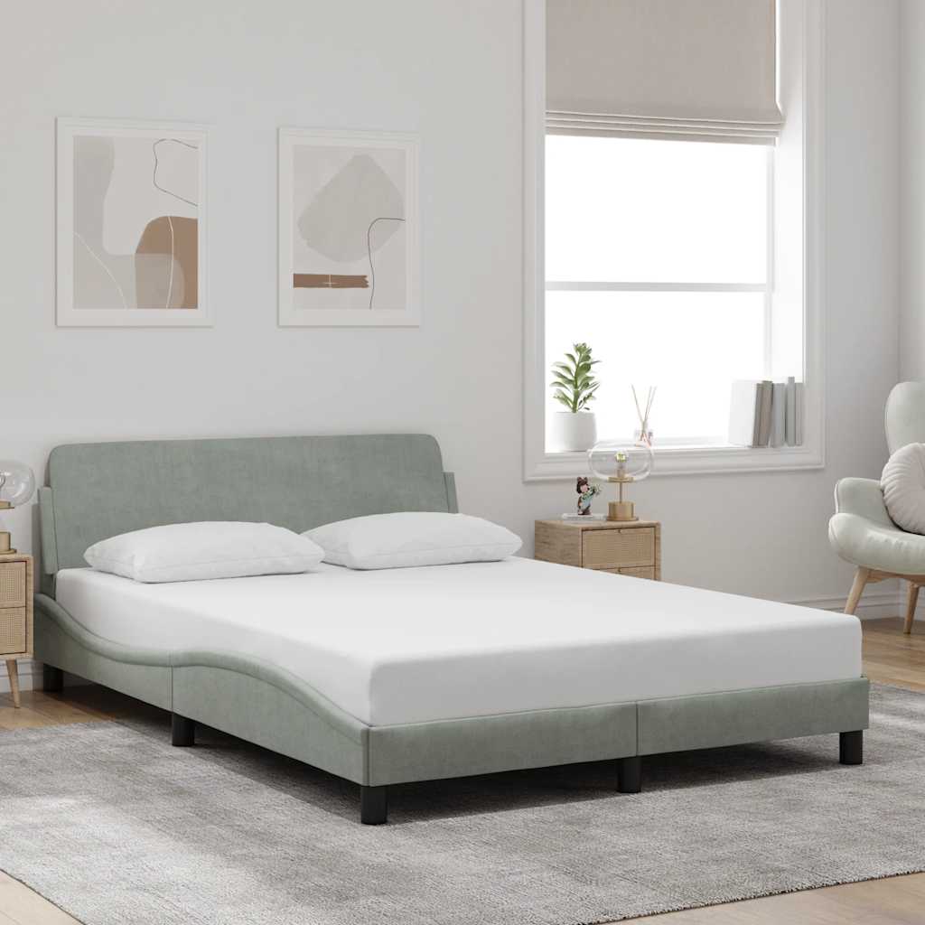 Estrutura de cama dover 120x200 cm veludo cinzento-claro