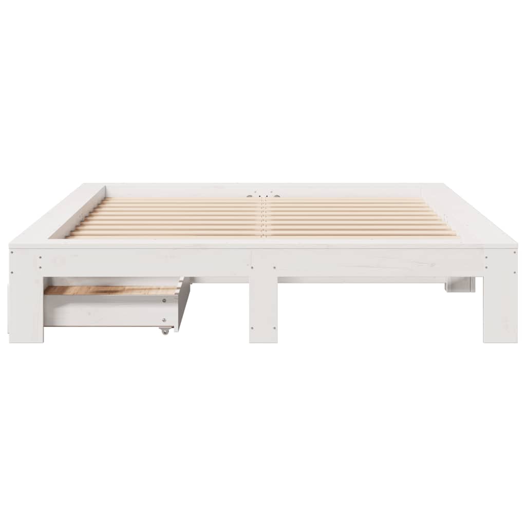 Cama sem colchão 160x200 cm madeira de pinho maciça branco