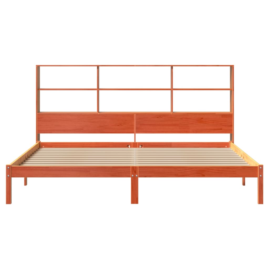 Cama com estante sem colchão 200x200 cm pinho maciço
