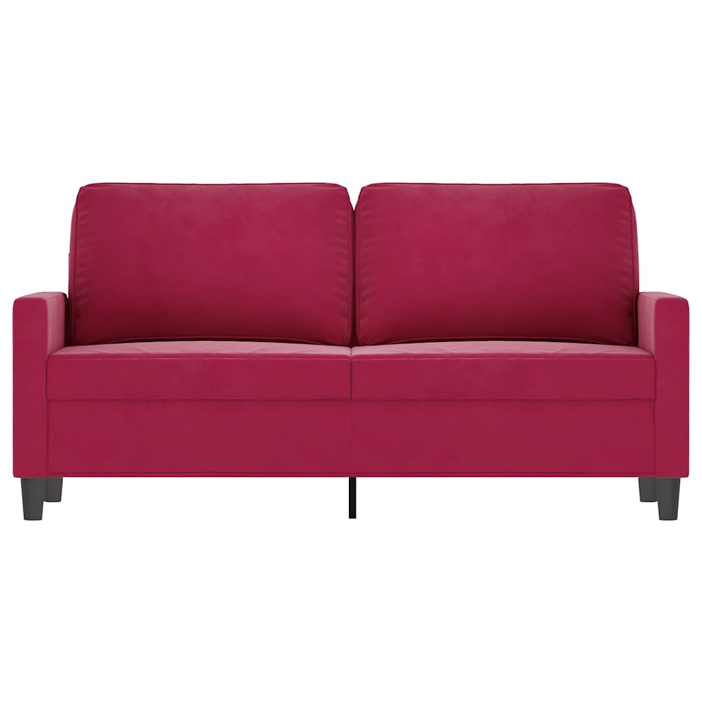 Sofá de 2 lugares veludo 140 cm vermelho tinto