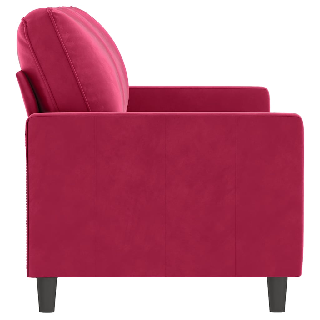 Sofá de 2 lugares veludo 140 cm vermelho tinto