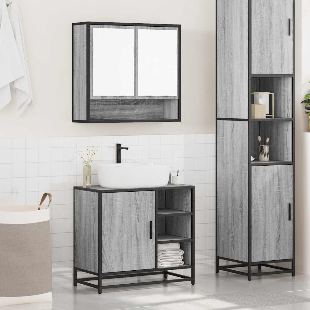 2 Pcs conjunto móveis wc derivados de madeira sonoma cinza