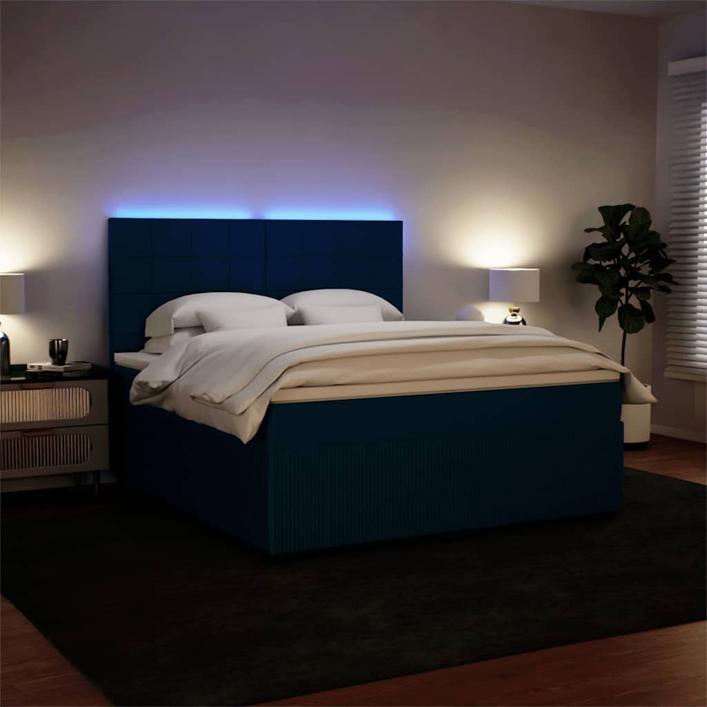 Cama com molas/colchão 180x200 cm veludo azul
