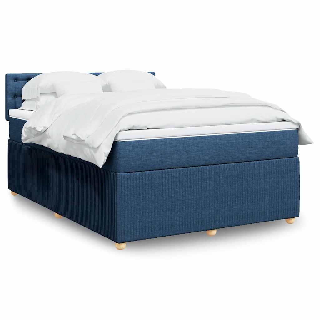 Cama com molas/colchão 140x190 cm tecido azul