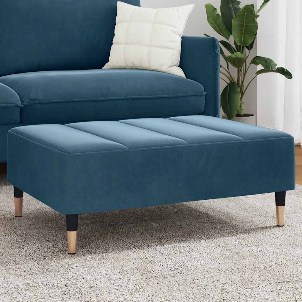 Apoio de pés 77x55x31 cm veludo azul