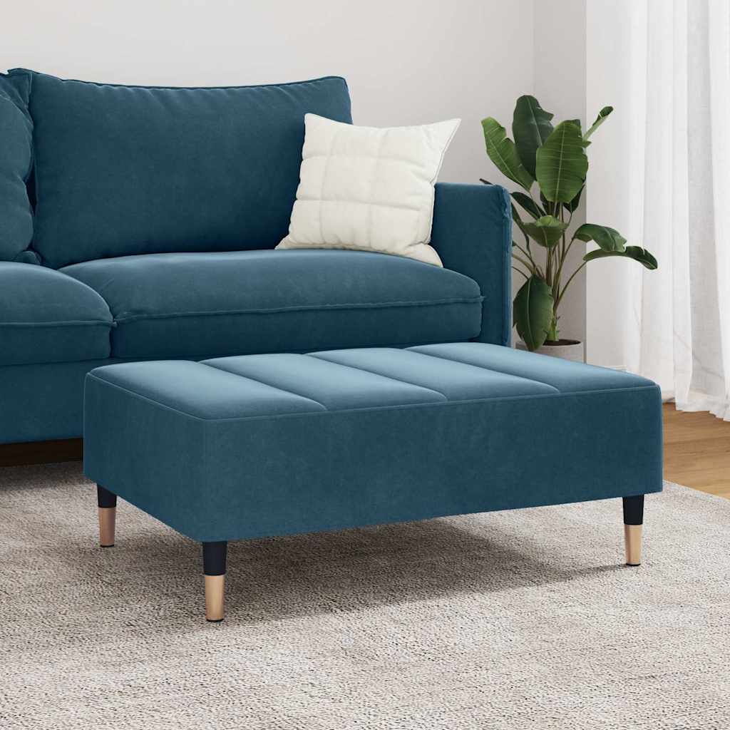 Apoio de pés 77x55x31 cm veludo azul