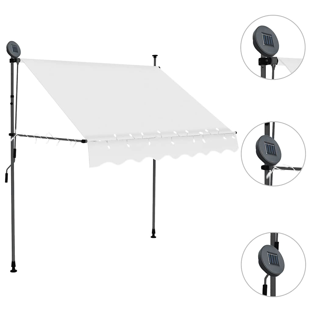 Toldo retrátil manual com LED 100 cm creme