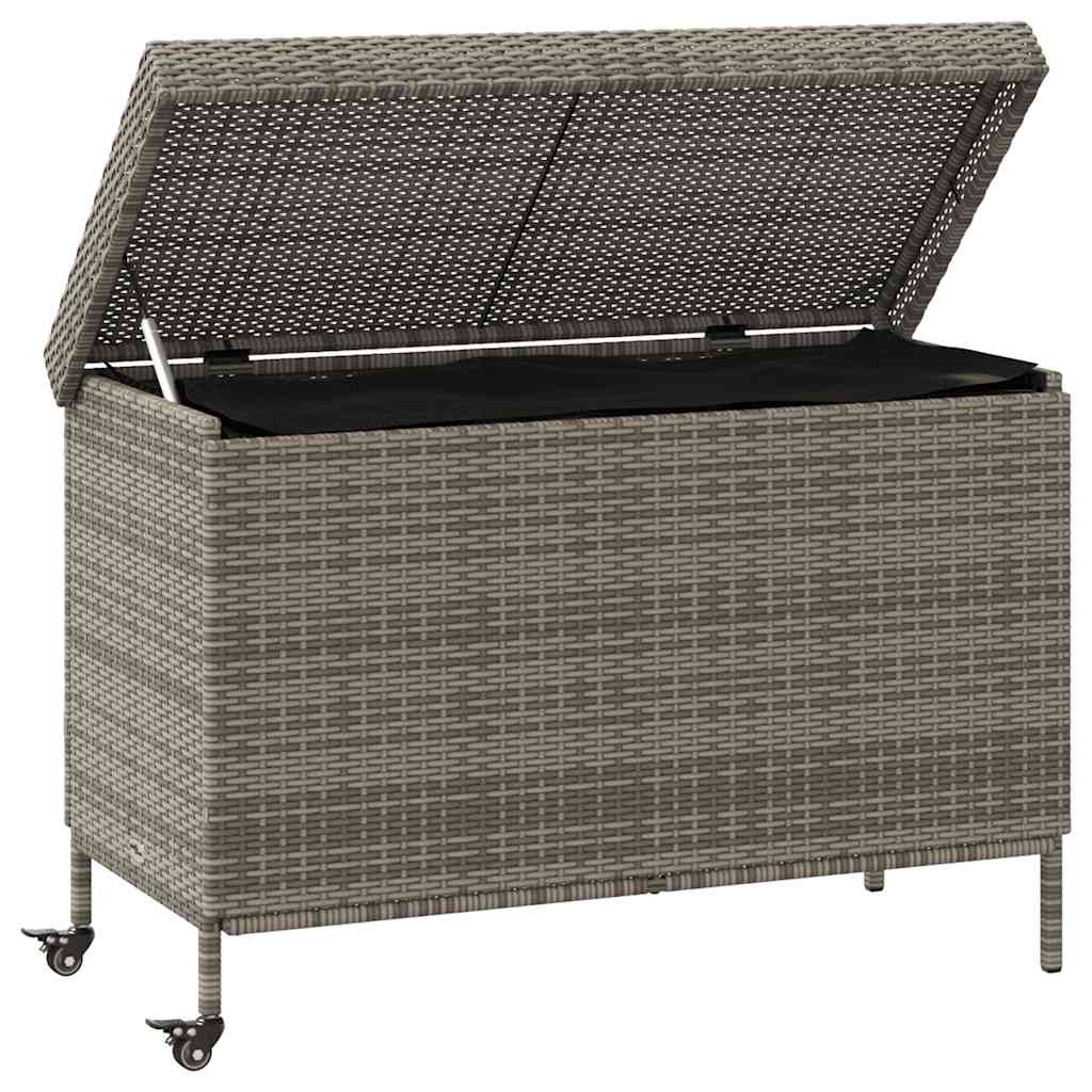 Caixa de arrumação com rodas 110x55x73 cm vime PE cinzento