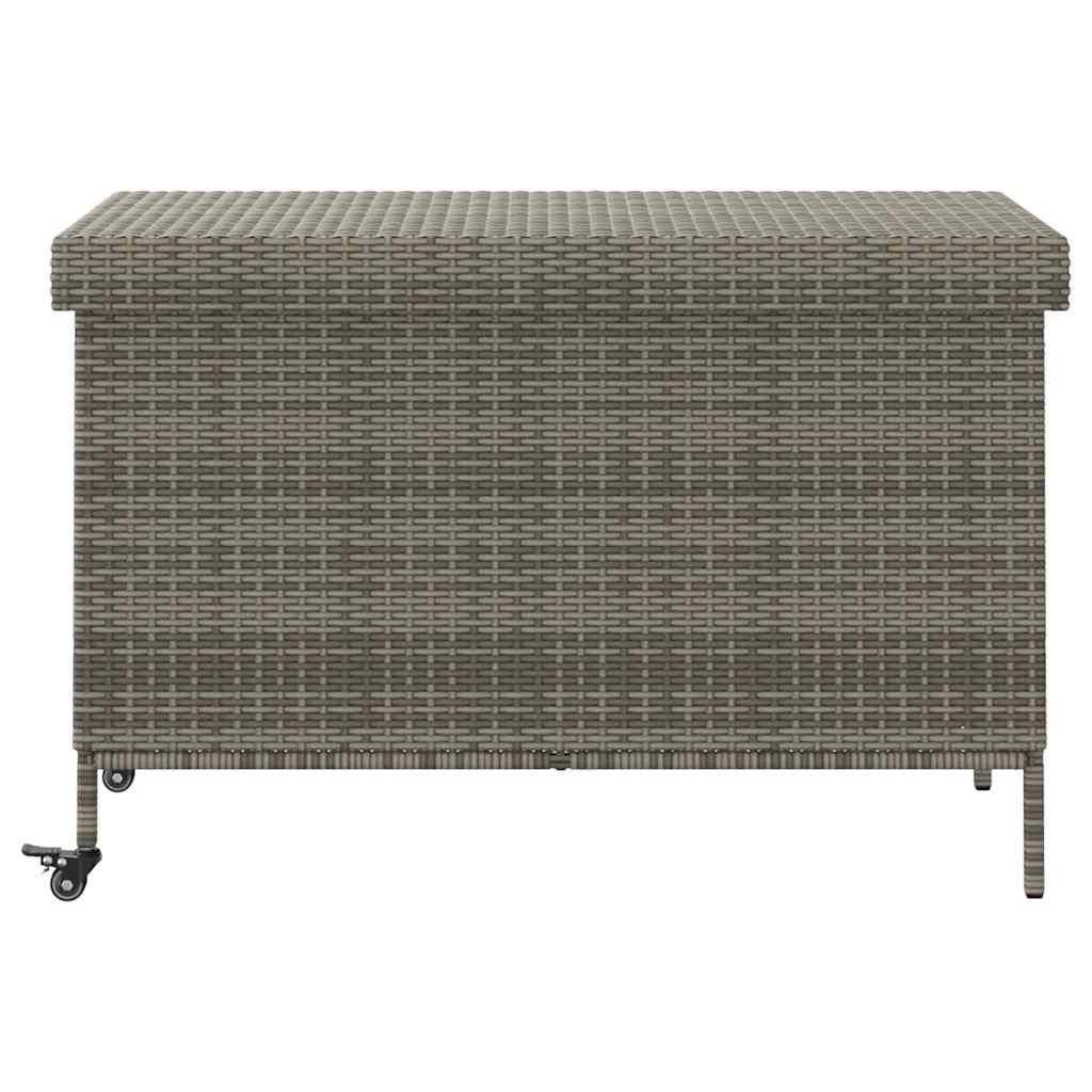 Caixa de arrumação com rodas 110x55x73 cm vime PE cinzento