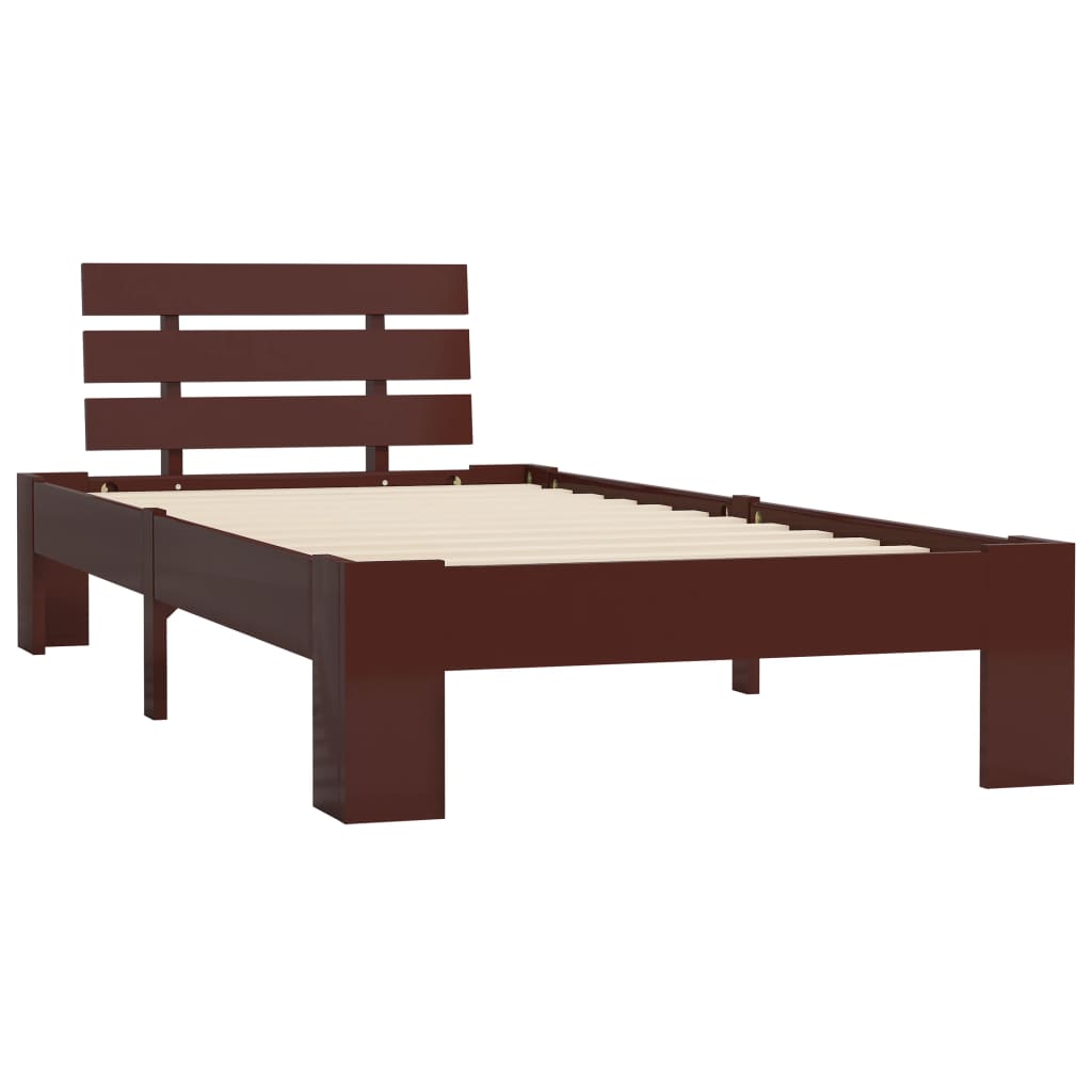Estrutura de cama 100x200 cm pinho maciço castanho-escuro