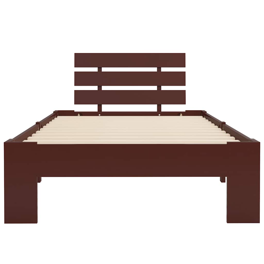 Estrutura de cama 100x200 cm pinho maciço castanho-escuro