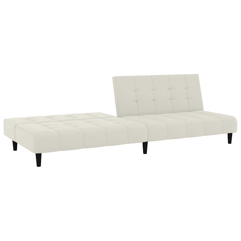 Sofá-cama de 2 lugares veludo cor creme