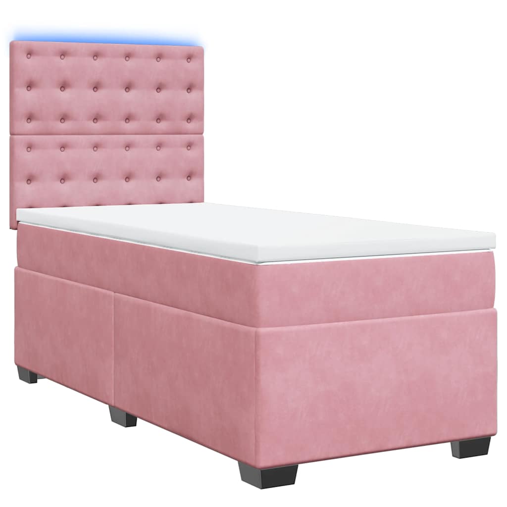 Cama com molas/colchão 100x200 cm veludo rosa