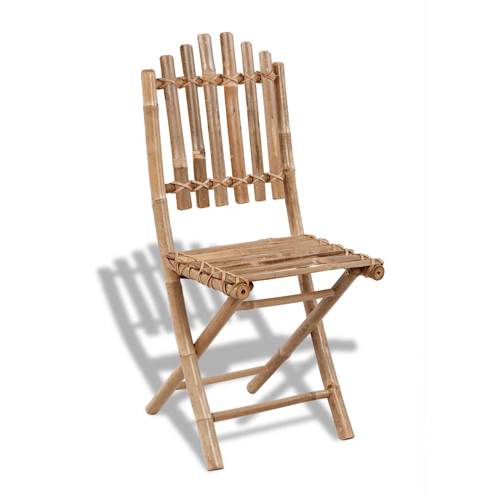 5 Pcs conjunto de jantar dobrável p/ exterior bambu