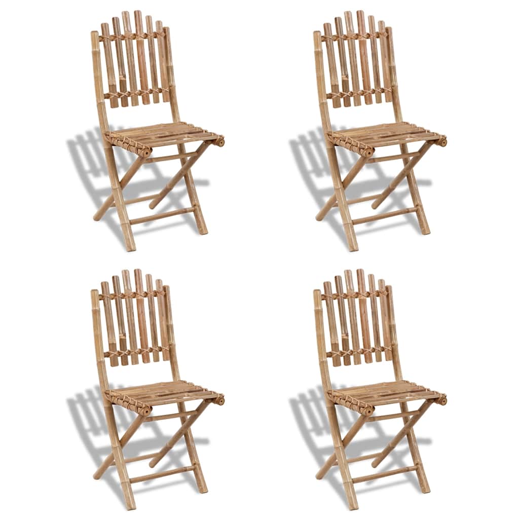 5 Pcs conjunto de jantar dobrável p/ exterior bambu