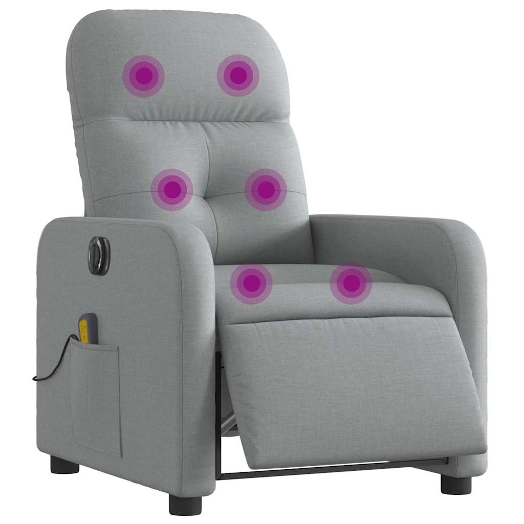 Poltrona de massagens reclinável elétrica tecido cinzento-claro