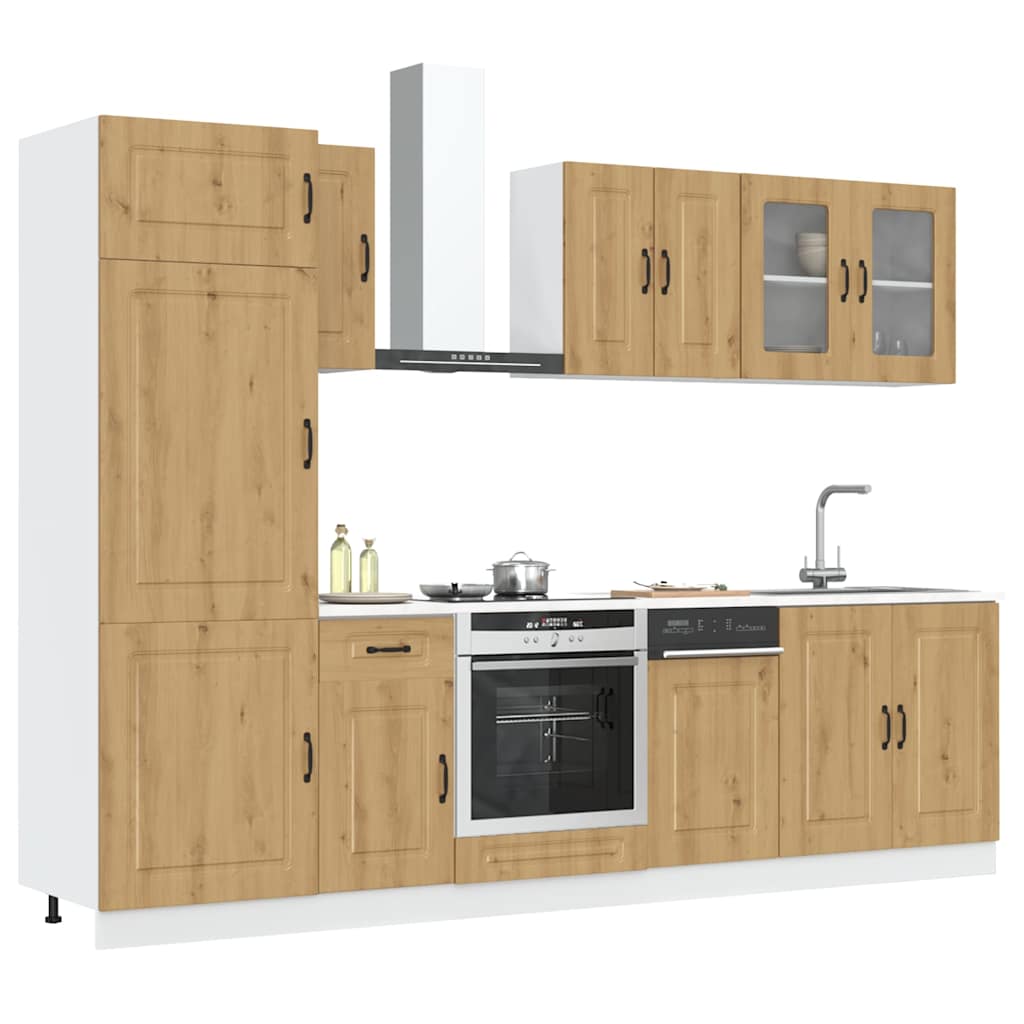 8 Peças armário de cozinha conjunto kalmar carvalho artisiano