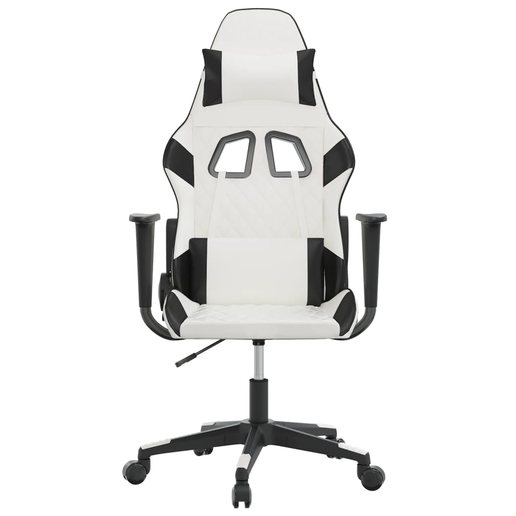 Cadeira gaming couro artificial branco e preto