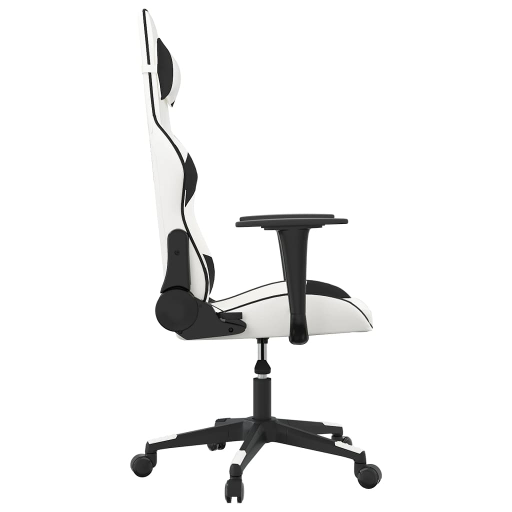 Cadeira gaming couro artificial branco e preto