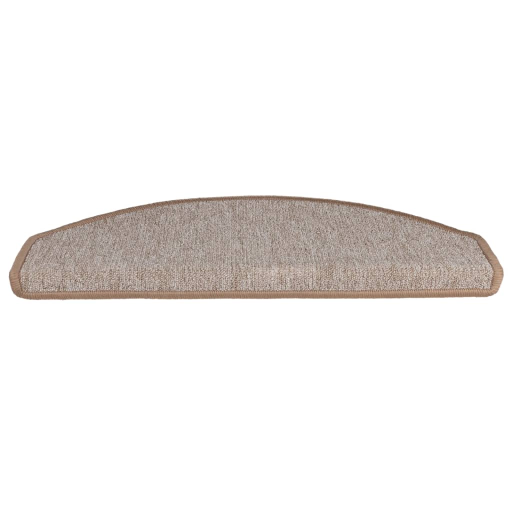 Tapetes de escada 15 peças 65x24x4 cm marrom claro meio redondo grande