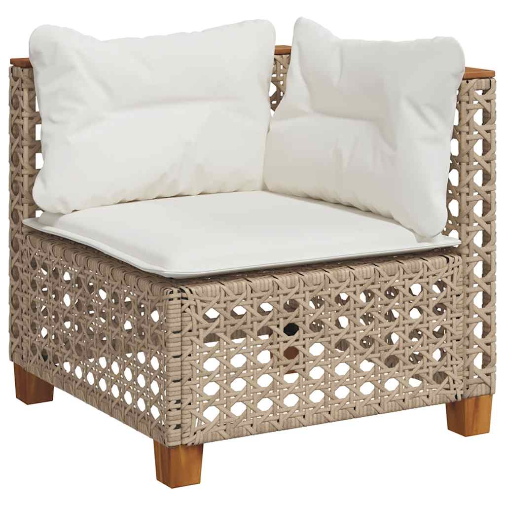 9 Pcs conjunto de sofás p/ jardim com almofadões vime PE bege