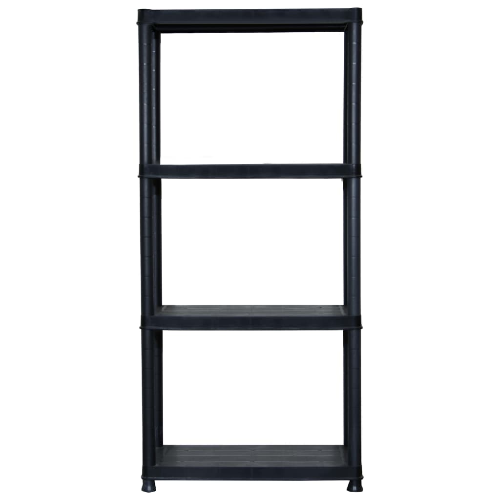 Unidade com 4 prateleiras 61x30,5x130 cm plástico preto