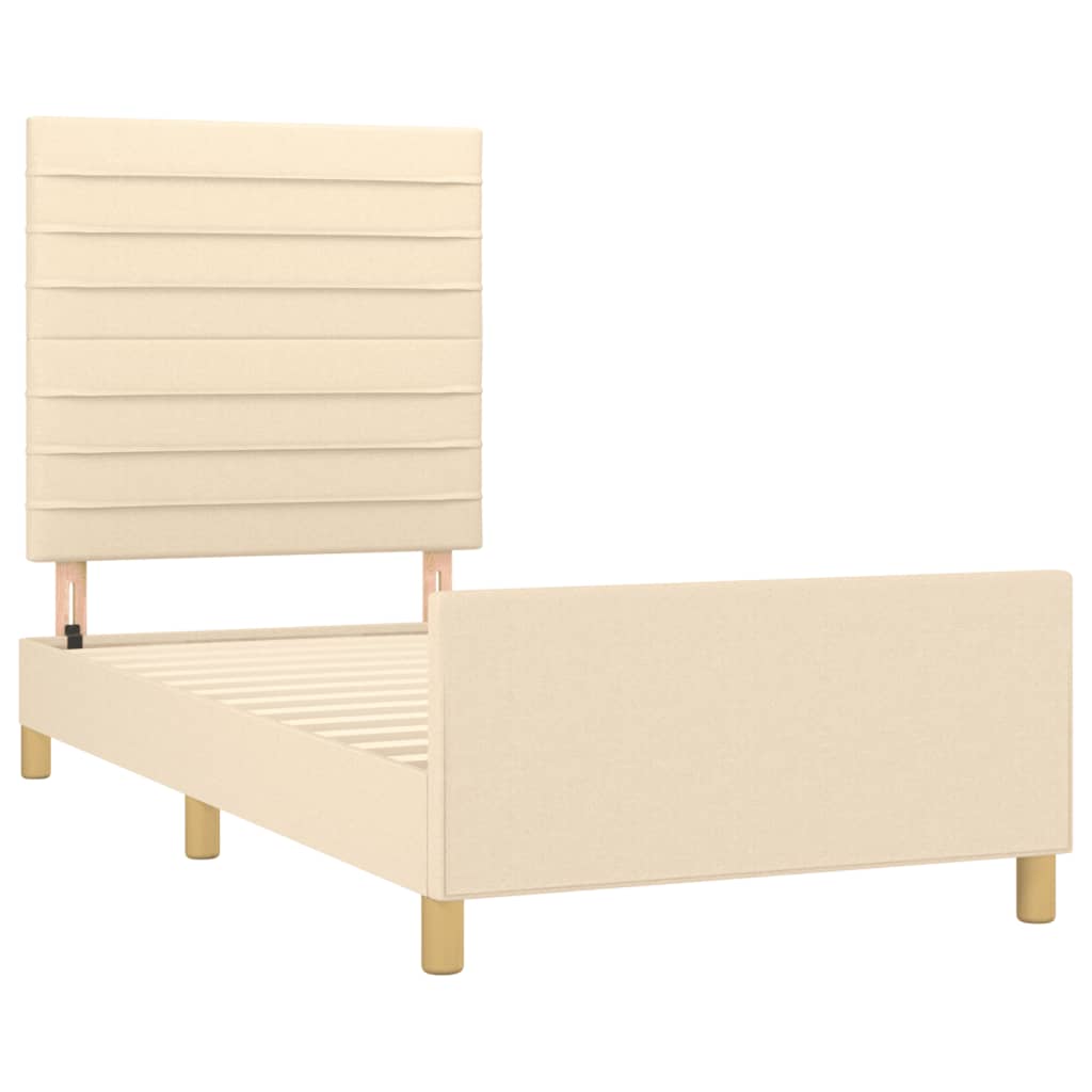 Estrutura de cama sem colchão 90x190 cm tecido creme