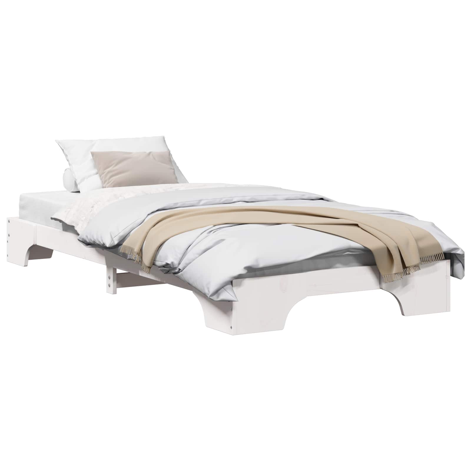 Estrutura da cama branco 90 x 200 cm madeira de pinheiro sólida