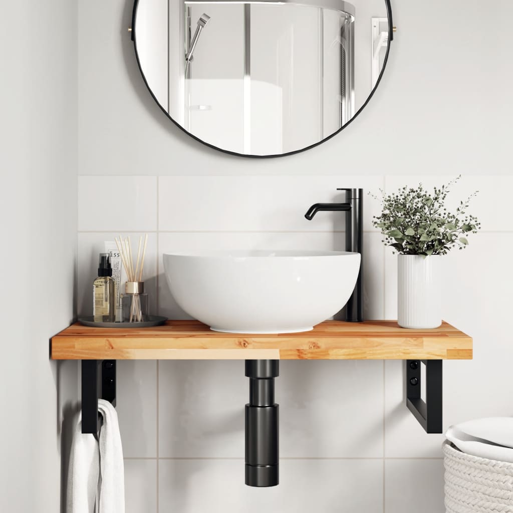 Tampo p/ móvel de wc 100x40x4cm acácia maciça acabamento a óleo