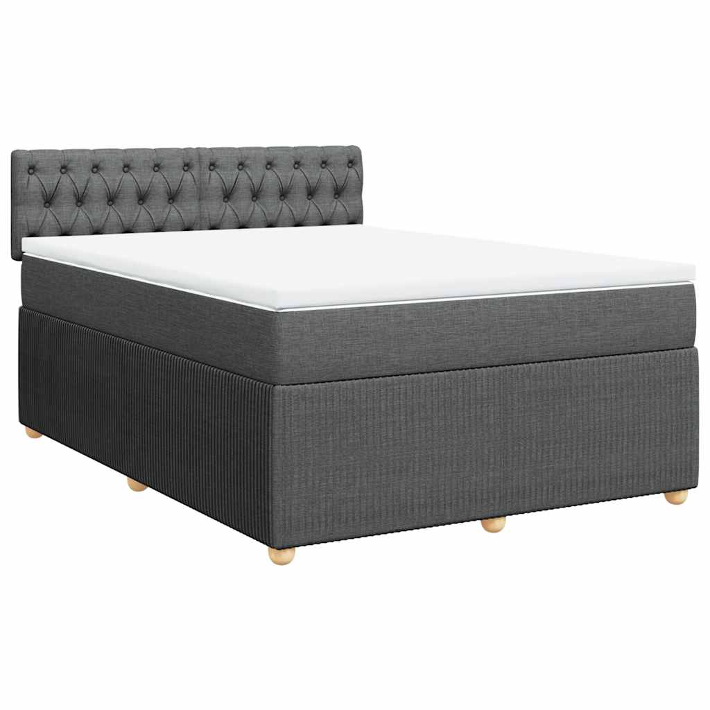 Cama com molas/colchão 140x190 cm tecido cinzento-escuro