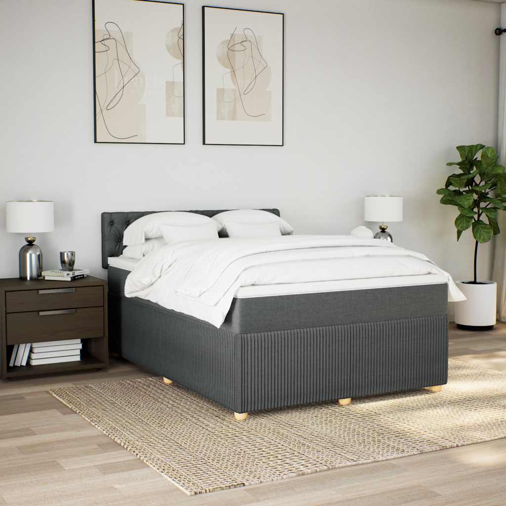 Cama com molas/colchão 140x190 cm tecido cinzento-escuro