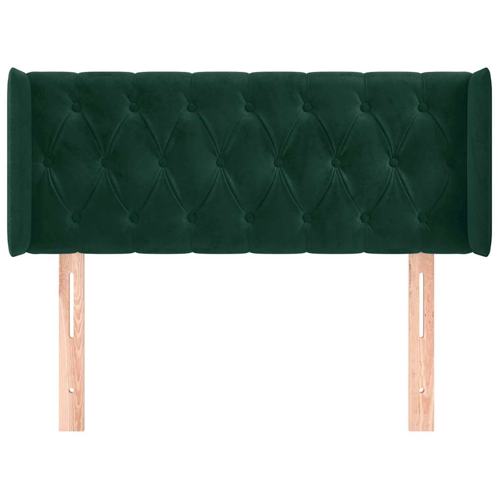 Cabeceira de cama c/ abas veludo 93x16x78/88 cm verde-escuro