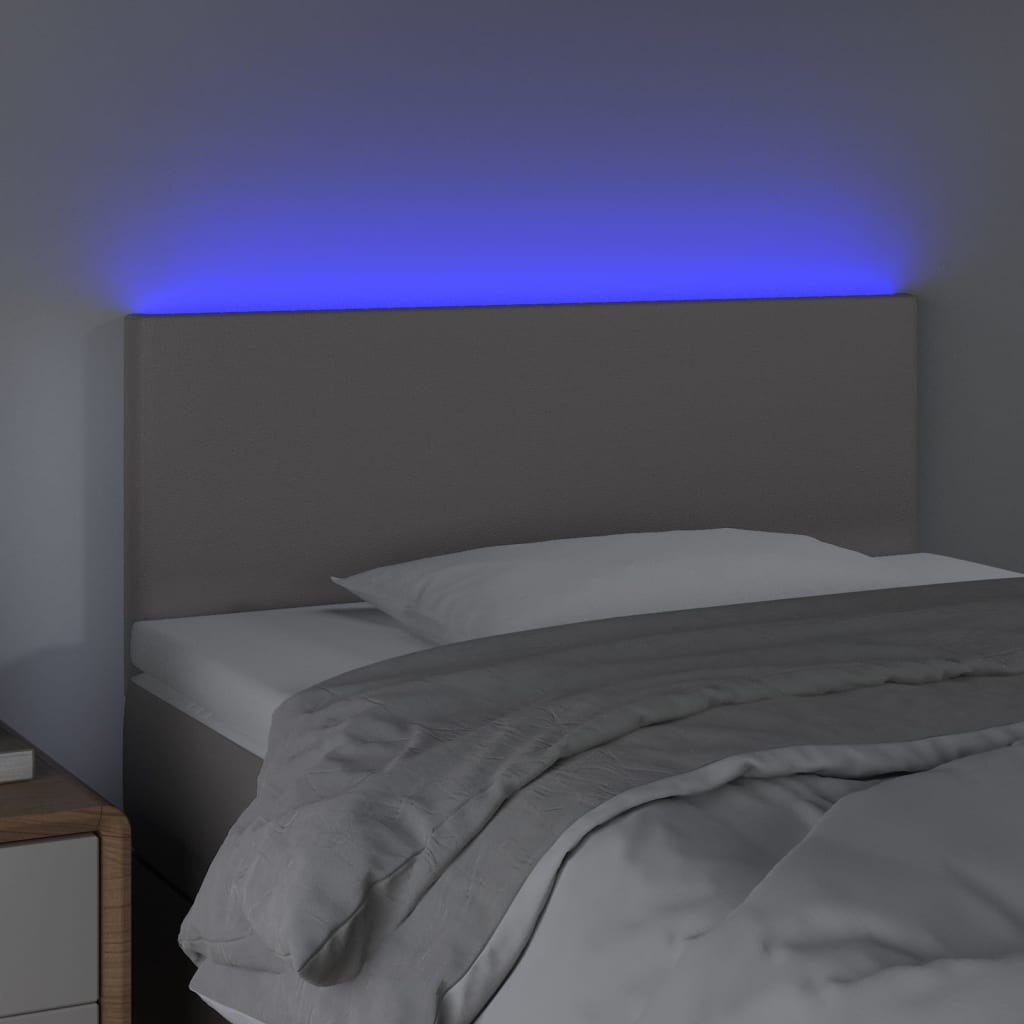 Cabeceira cama c/ LED 100x5x78/88cm couro artificial cinzento