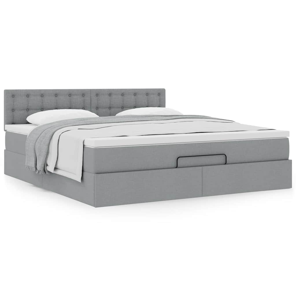 Estrutura de cama otomana com colchão 180x200 cm cinzento claro