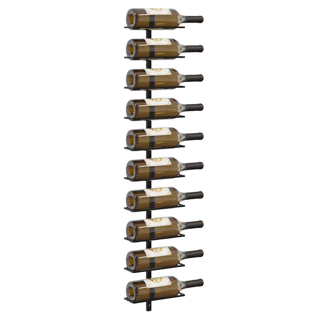 Garrafeira de parede para 10 garrafas metal preto