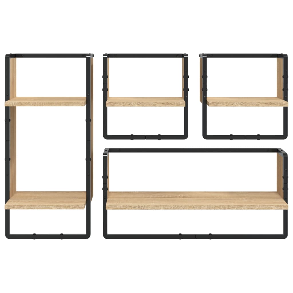 4 Pcs prateleiras parede derivados de madeira carvalho sonoma