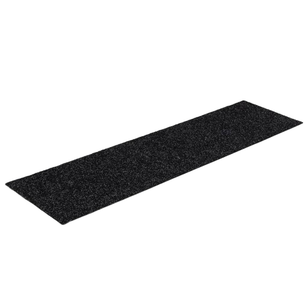 Tapetes de escada autoadesivos 15 peças 76x20 cm pretos retangulares