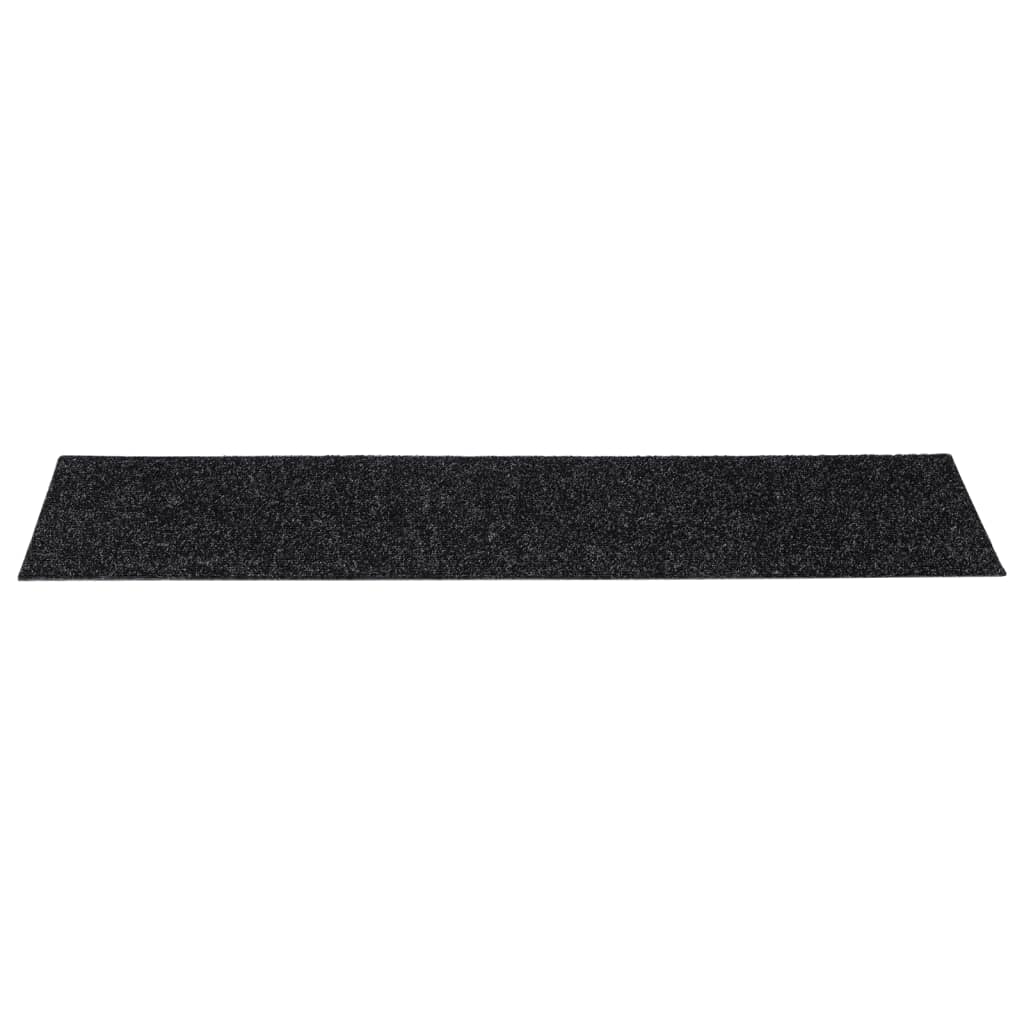 Tapetes de escada autoadesivos 15 peças 76x20 cm pretos retangulares