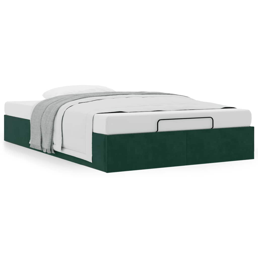 Ottoman bed frame sem colchão verde escuro 120x190 cm veludo