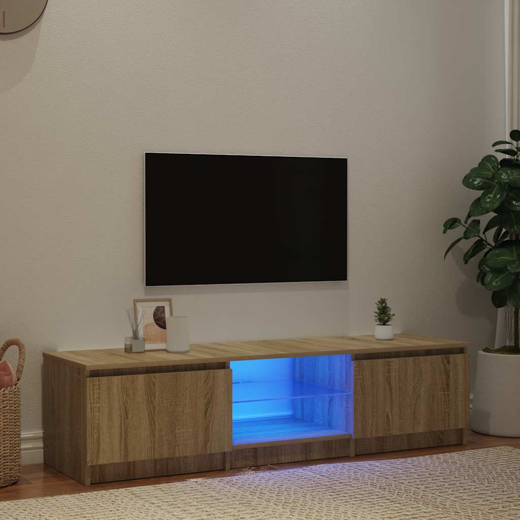 Móvel de TV com luzes LED 140x40x36 cm carvalho fumado