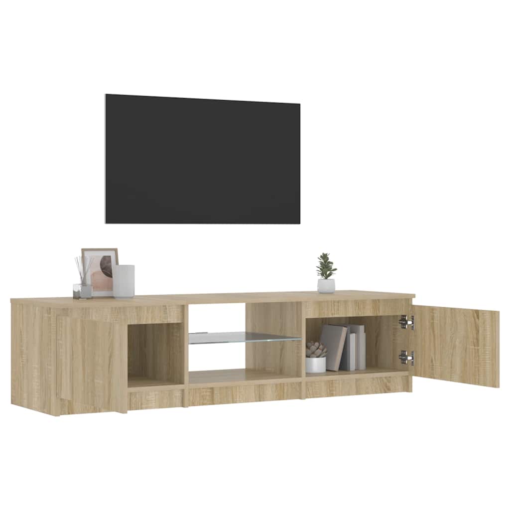 Móvel de TV com luzes LED 140x40x36 cm carvalho fumado