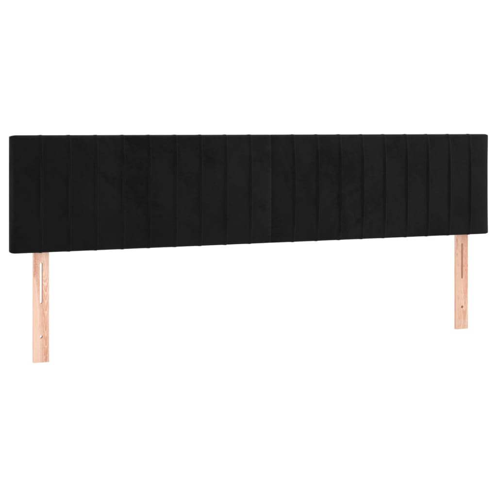 Cabeceira de cama c/ luzes LED veludo 180x5x78/88 cm preto